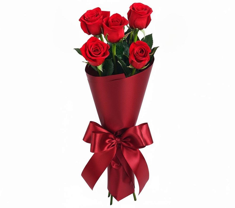 Букет 5 Красных роз Эдлесс Лав в Хлевном