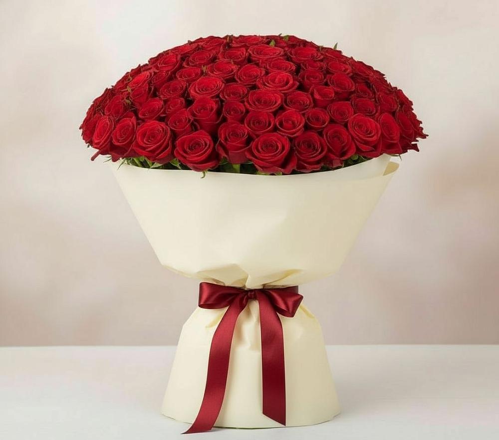 Букет 101 Красная роза Милано в Хлевном