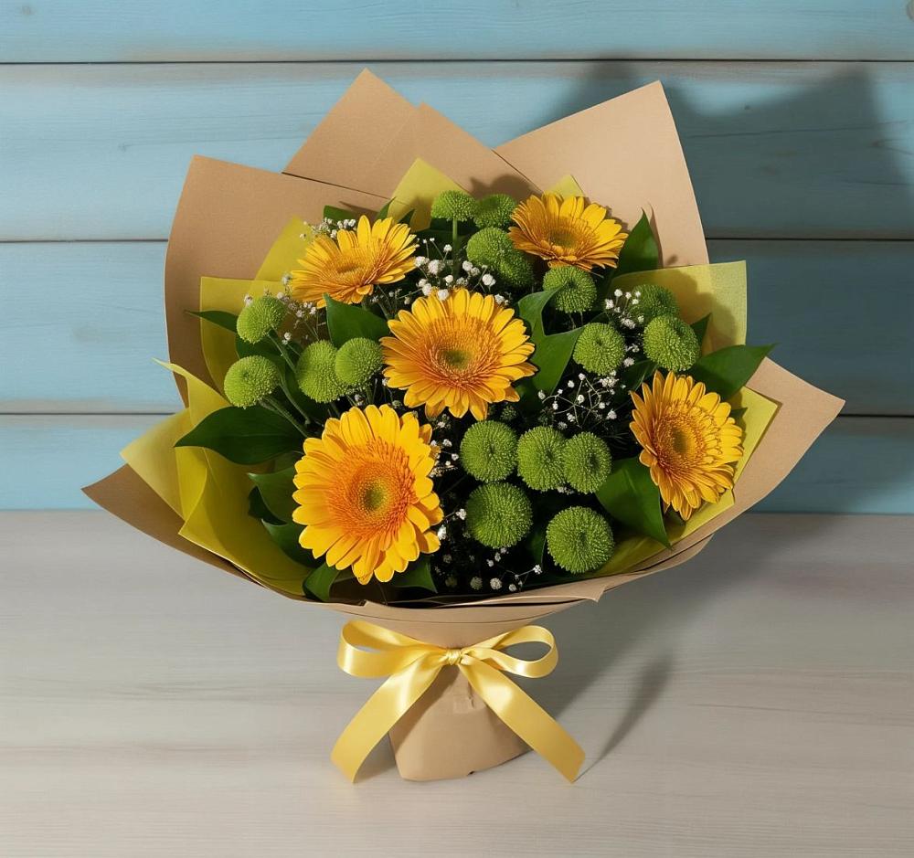 Букет цветов из: Герберы и Хризантемы в Хлевном