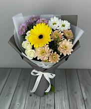Букет цветов из:  Розы, Герберы и Хризантемы в Хлевном