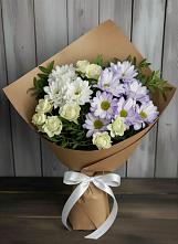 Букет цветов из:  Хризантемы и Розы #REPLACE_PRED# Хлевном