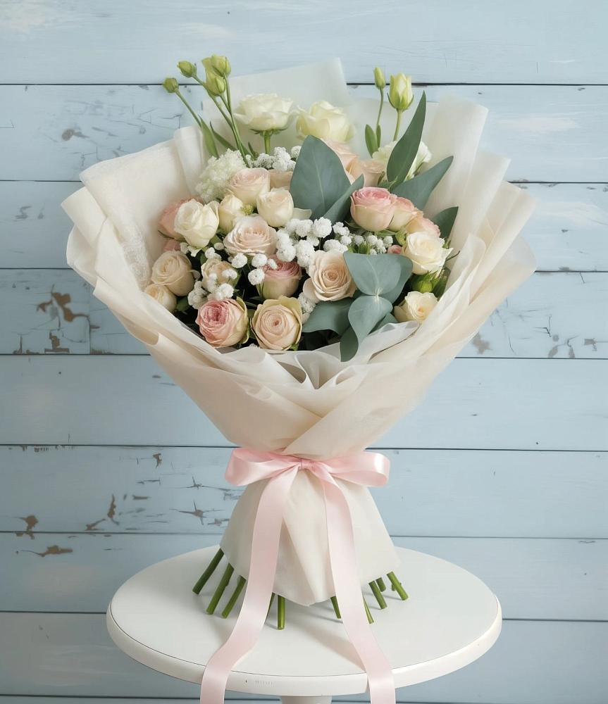 Букет цветов из: Розы и Лизиантусы в Хлевном