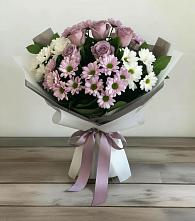 Букет цветов из:  Хризантемы и Розы #REPLACE_PRED# Хлевном