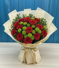 Букет цветов из:  Розы и Хризантемы #REPLACE_PRED# Хлевном