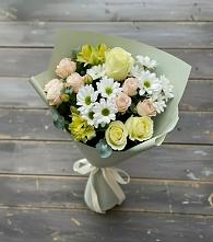Букет цветов из:  Альстромерии, Розы и Хризантемы #REPLACE_PRED# Хлевном