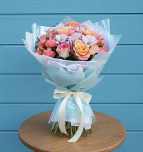 Букет цветов из:  Хризантемы и Розы в Хлевном