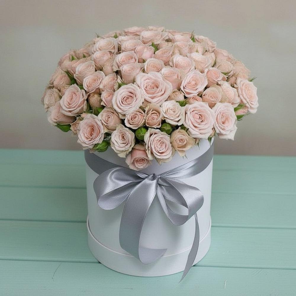 Цветочная композиция из Розы в шляпной коробке в Хлевном